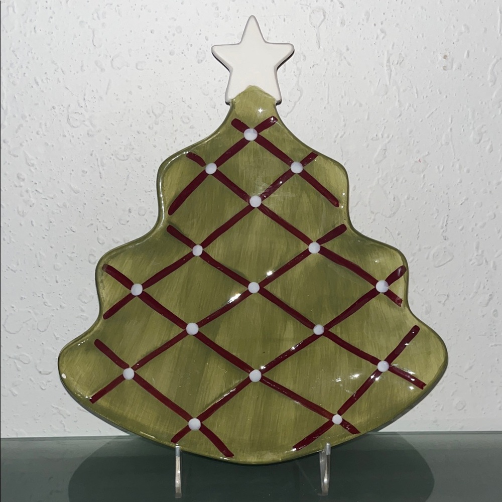 vintage 2000 Pottery Barn Seasons Greetings Christmas Tree plate